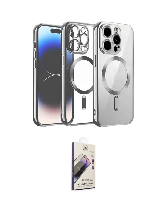 ieg™ iPhone 13 Pro Max Kılıf Nova Işık Özel Seri - Siyah Bilvis 3D Mat Cam Ekran Koruyucu