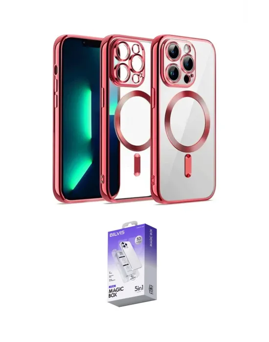 ieg™ iPhone 13 Pro Max Kılıf Nova Işık Özel Seri - Siyah Bilvis 5in1 3D Magic Cam Ekran Koruyucu