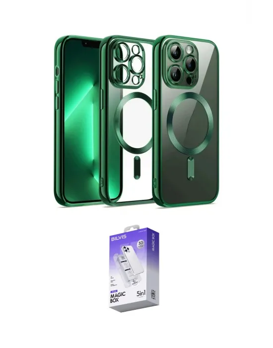 ieg™ iPhone 13 Pro Max Kılıf Nova Işık Özel Seri - Siyah Bilvis 5in1 3D Magic Cam Ekran Koruyucu