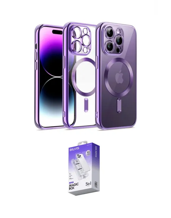 ieg™ iPhone 13 Pro Max Kılıf Nova Işık Özel Seri - Siyah Bilvis 5in1 3D Magic Cam Ekran Koruyucu