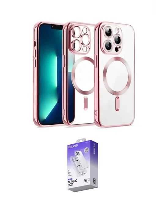 ieg™ iPhone 13 Pro Max Kılıf Nova Işık Özel Seri - Siyah Bilvis 5in1 3D Magic Cam Ekran Koruyucu