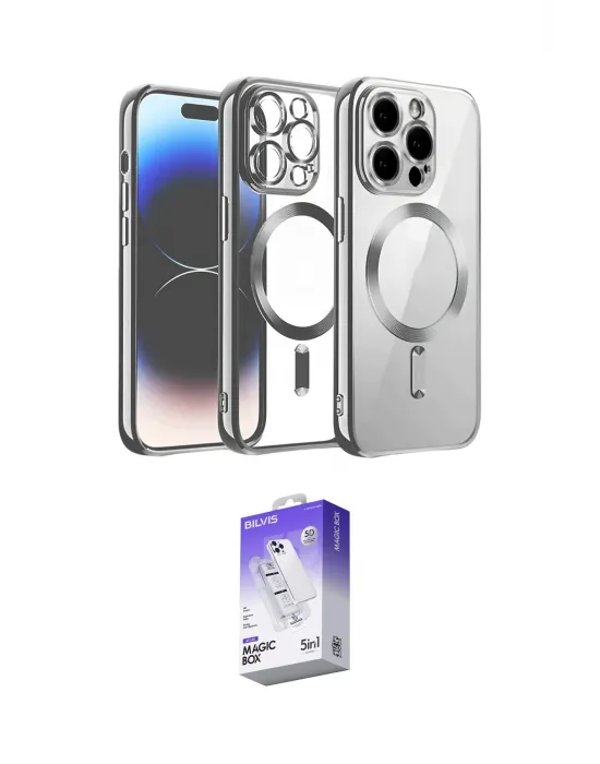 ieg™ iPhone 13 Pro Max Kılıf Nova Işık Özel Seri - Siyah Bilvis 5in1 3D Magic Cam Ekran Koruyucu