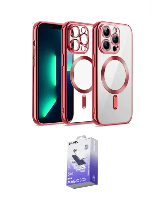 ieg™ iPhone 13 Pro Max Kılıf Nova Işık Özel Seri - Siyah Bilvis 5in1 5D Magic Hayalet Cam Ekran Koruyucu