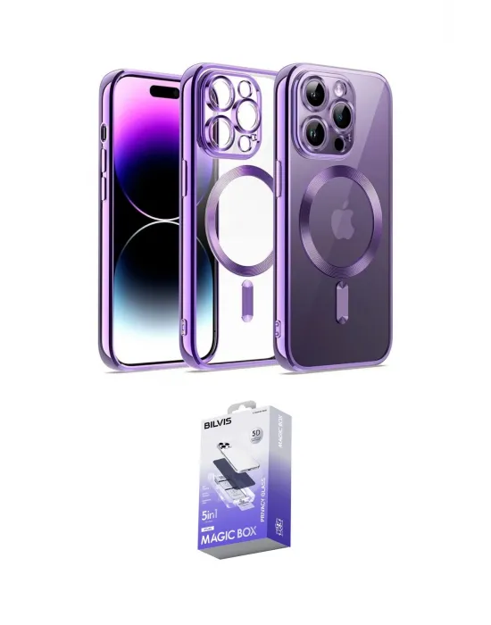 ieg™ iPhone 13 Pro Max Kılıf Nova Işık Özel Seri - Siyah Bilvis 5in1 5D Magic Hayalet Cam Ekran Koruyucu