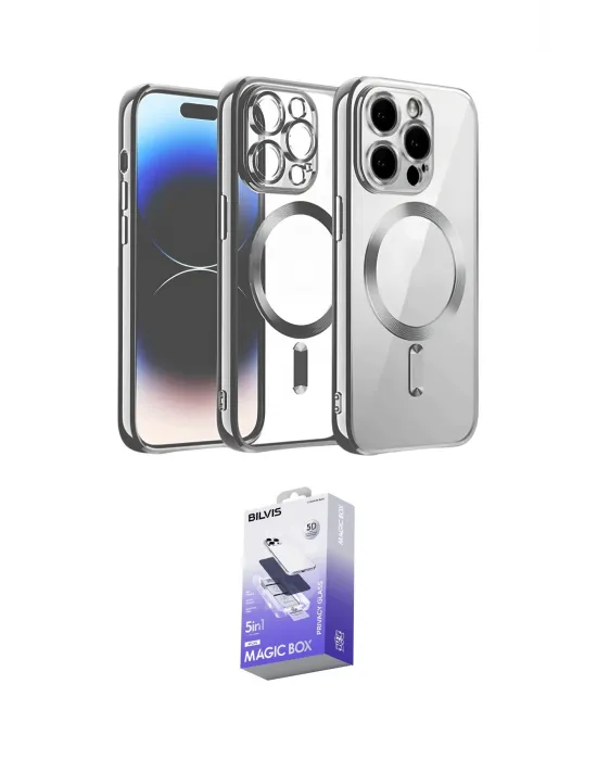 ieg™ iPhone 13 Pro Max Kılıf Nova Işık Özel Seri - Siyah Bilvis 5in1 5D Magic Hayalet Cam Ekran Koruyucu
