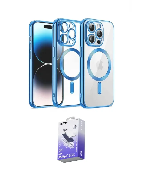 ieg™ iPhone 13 Pro Max Kılıf Nova Işık Özel Seri - Siyah Bilvis 5in1 5D Magic Hayalet Cam Ekran Koruyucu