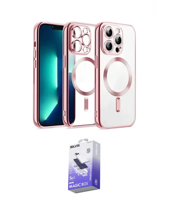 ieg™ iPhone 13 Pro Max Kılıf Nova Işık Özel Seri - Siyah Bilvis 5in1 5D Magic Hayalet Cam Ekran Koruyucu