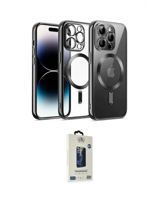 ieg™ iPhone 13 Pro Max Kılıf Nova Işık Özel Seri - Siyah Bilvis Hayalet Cam Ekran Koruyucu