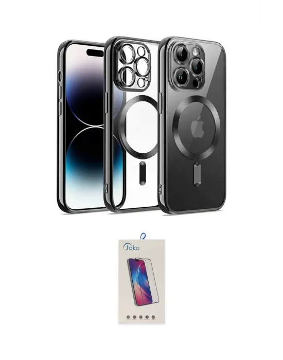 ieg™ iPhone 13 Pro Max Kılıf Nova Işık Özel Seri - Siyah Joko 5D Cam