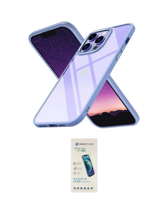 ieg™ iPhone 13 Pro Max Kılıf Nova Işık Serisi - Şeffaf Pasifik Cam Ekran Koruyucu