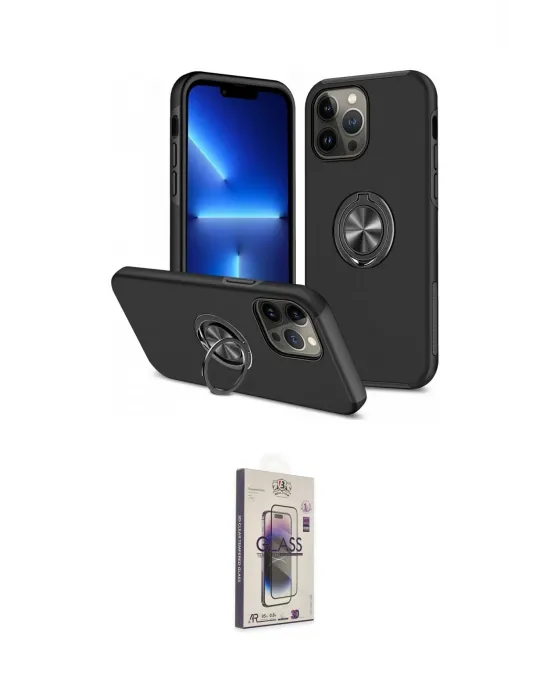 ieg™ iPhone 13 Pro Max Kılıf Odak Form Prime - Siyah Bilvis 3D Cam Ekran Koruyucu