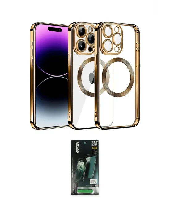 ieg™ iPhone 13 Pro Max Kılıf Pusula Form - Şeffaf 360 Full Body Arka Koruyucu