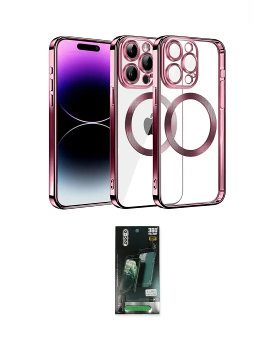 ieg™ iPhone 13 Pro Max Kılıf Pusula Form - Şeffaf 360 Full Body Arka Koruyucu