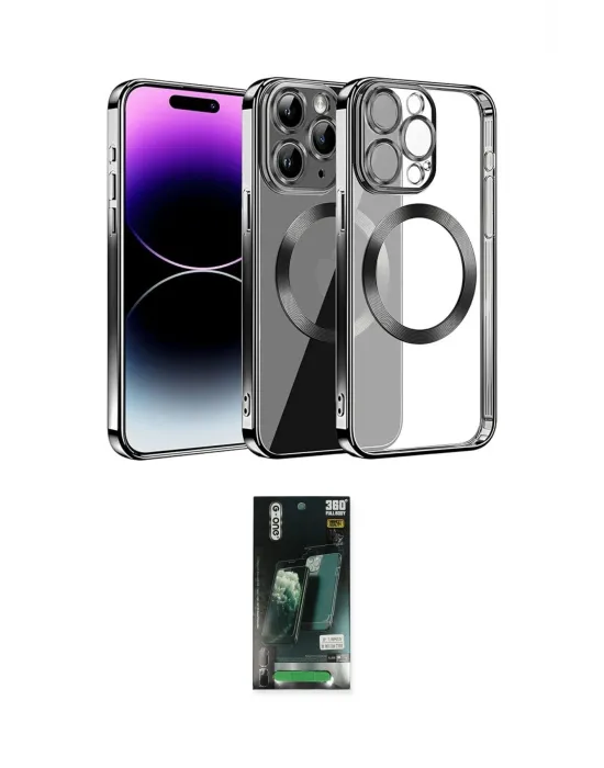 ieg™ iPhone 13 Pro Max Kılıf Pusula Form - Şeffaf 360 Full Body Arka Koruyucu
