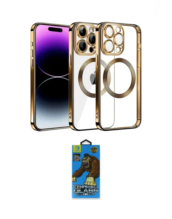 ieg™ iPhone 13 Pro Max Kılıf Pusula Form - Siyah 18D Cam Ekran Koruyucu