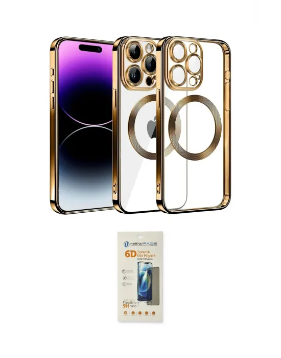 ieg™ iPhone 13 Pro Max Kılıf Pusula Form - Siyah 6D Mat Seramik Hayalet Nano Ekran Koruyucu