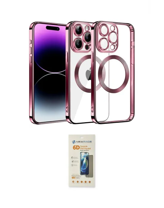 ieg™ iPhone 13 Pro Max Kılıf Pusula Form - Siyah 6D Mat Seramik Hayalet Nano Ekran Koruyucu