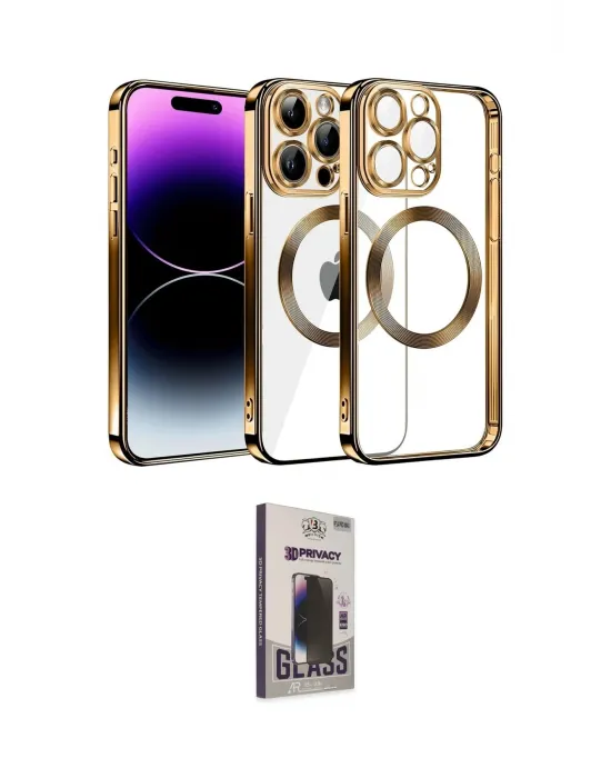 ieg™ iPhone 13 Pro Max Kılıf Pusula Form - Siyah Bilvis Hayalet Cam Ekran Koruyucu