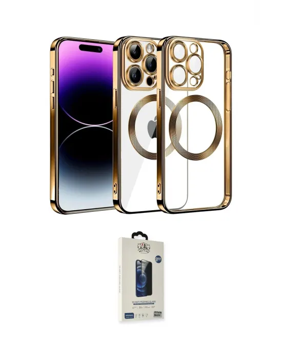 ieg™ iPhone 13 Pro Max Kılıf Pusula Form - Siyah Bilvis Hayalet Cam Ekran Koruyucu