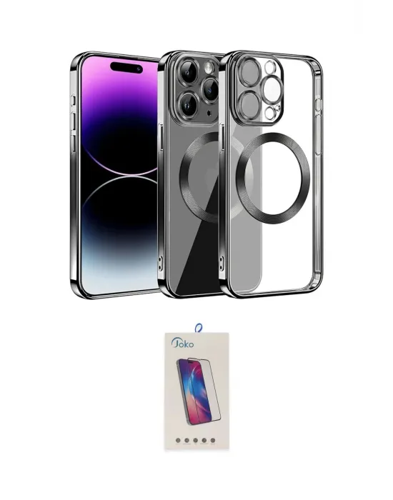 ieg™ iPhone 13 Pro Max Kılıf Pusula Form - Siyah Joko 5D Cam