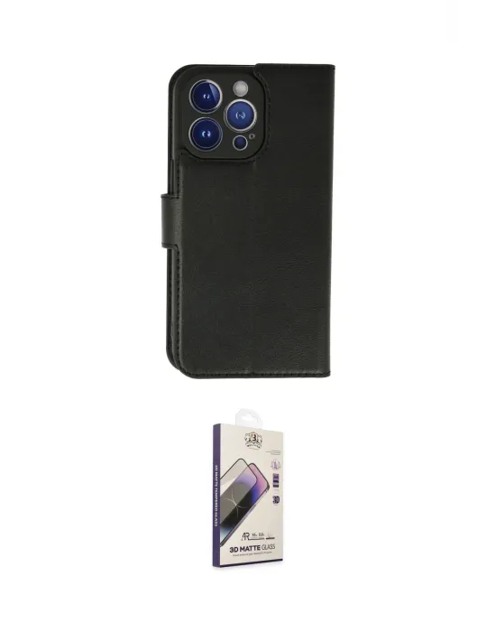 ieg™ iPhone 13 Pro Max Kılıf Siluet Işık Serisi - Siyah Bilvis 3D Mat Cam Ekran Koruyucu