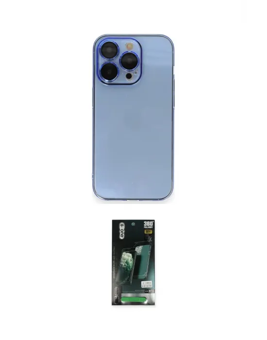 ieg™ iPhone 13 Pro Max Kılıf Siluet Minimal Özel Seri - Şeffaf 360 Full Body Arka Koruyucu