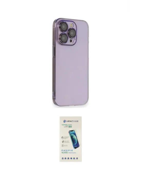 ieg™ iPhone 13 Pro Max Kılıf Siluet Minimal Özel Seri - Şeffaf Pasifik Cam Ekran Koruyucu