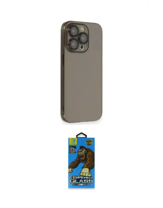 ieg™ iPhone 13 Pro Max Kılıf Siluet Minimal Özel Seri - Siyah 18D Cam Ekran Koruyucu