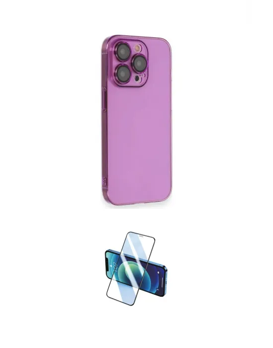 ieg™ iPhone 13 Pro Max Kılıf Siluet Minimal Özel Seri - Siyah 3D Antistatik Cam Ekran Koruyucu