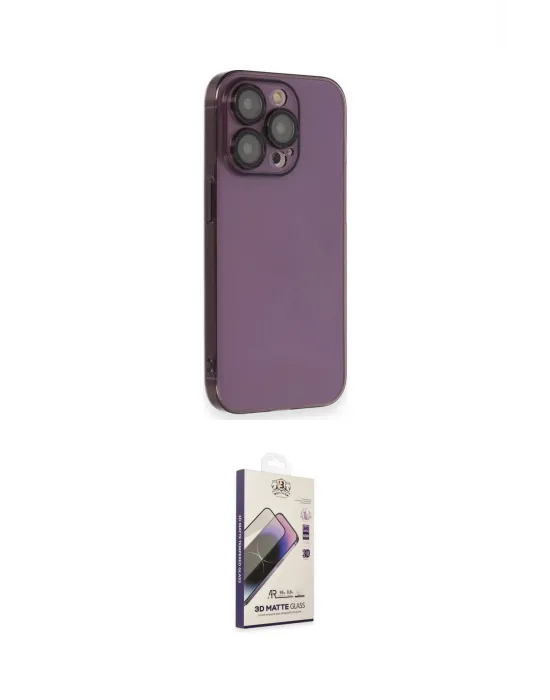 ieg™ iPhone 13 Pro Max Kılıf Siluet Minimal Özel Seri - Siyah Bilvis 3D Mat Cam Ekran Koruyucu