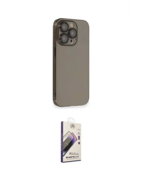 ieg™ iPhone 13 Pro Max Kılıf Siluet Minimal Özel Seri - Siyah Bilvis 3D Mat Cam Ekran Koruyucu