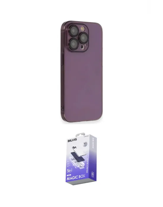 ieg™ iPhone 13 Pro Max Kılıf Siluet Minimal Özel Seri - Siyah Bilvis 5in1 5D Magic Hayalet Cam Ekran Koruyucu