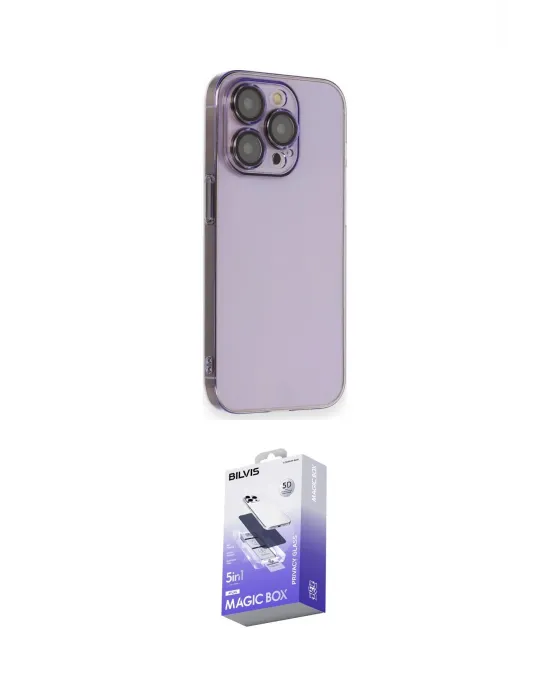 ieg™ iPhone 13 Pro Max Kılıf Siluet Minimal Özel Seri - Siyah Bilvis 5in1 5D Magic Hayalet Cam Ekran Koruyucu