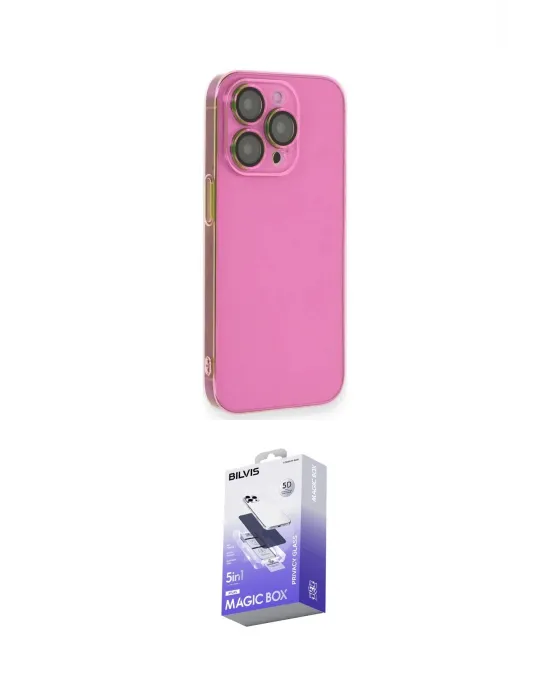 ieg™ iPhone 13 Pro Max Kılıf Siluet Minimal Özel Seri - Siyah Bilvis 5in1 5D Magic Hayalet Cam Ekran Koruyucu