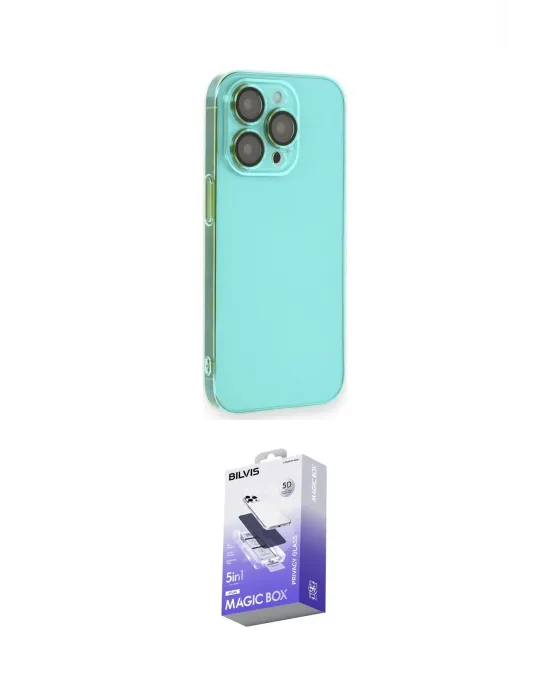 ieg™ iPhone 13 Pro Max Kılıf Siluet Minimal Özel Seri - Siyah Bilvis 5in1 5D Magic Hayalet Cam Ekran Koruyucu