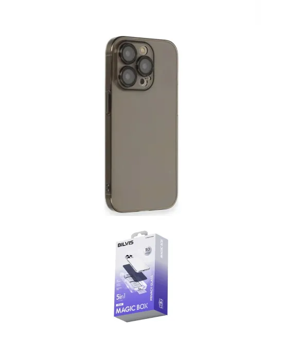 ieg™ iPhone 13 Pro Max Kılıf Siluet Minimal Özel Seri - Siyah Bilvis 5in1 5D Magic Hayalet Cam Ekran Koruyucu