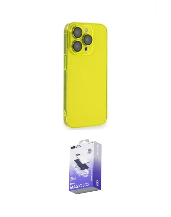 ieg™ iPhone 13 Pro Max Kılıf Siluet Minimal Özel Seri - Siyah Bilvis 5in1 5D Magic Hayalet Cam Ekran Koruyucu