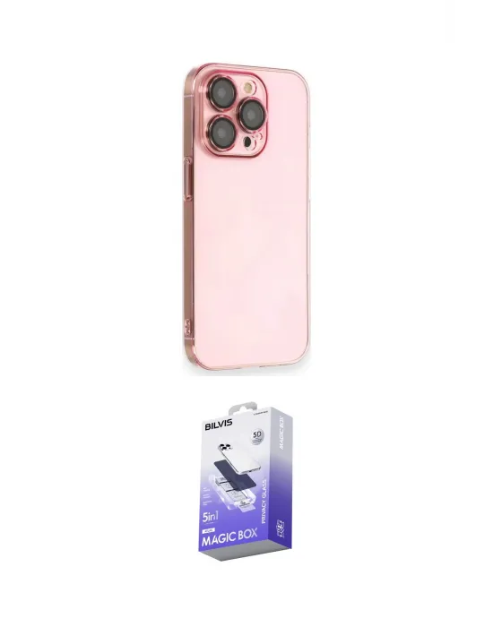 ieg™ iPhone 13 Pro Max Kılıf Siluet Minimal Özel Seri - Siyah Bilvis 5in1 5D Magic Hayalet Cam Ekran Koruyucu