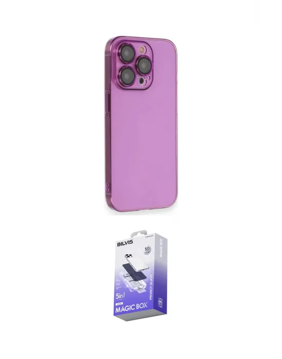 ieg™ iPhone 13 Pro Max Kılıf Siluet Minimal Özel Seri - Siyah Bilvis 5in1 5D Magic Hayalet Cam Ekran Koruyucu