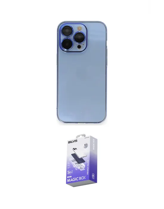 ieg™ iPhone 13 Pro Max Kılıf Siluet Minimal Özel Seri - Siyah Bilvis 5in1 5D Magic Hayalet Cam Ekran Koruyucu