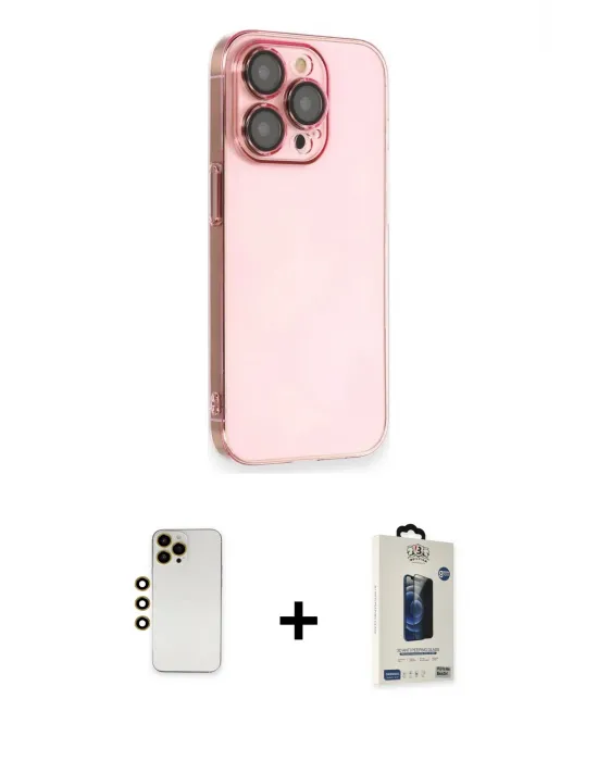 ieg™ iPhone 13 Pro Max Kılıf Siluet Minimal Özel Seri - Siyah Bilvis Hayalet Cam Ekran Koruyucu + Shine Kamera Lens - GD