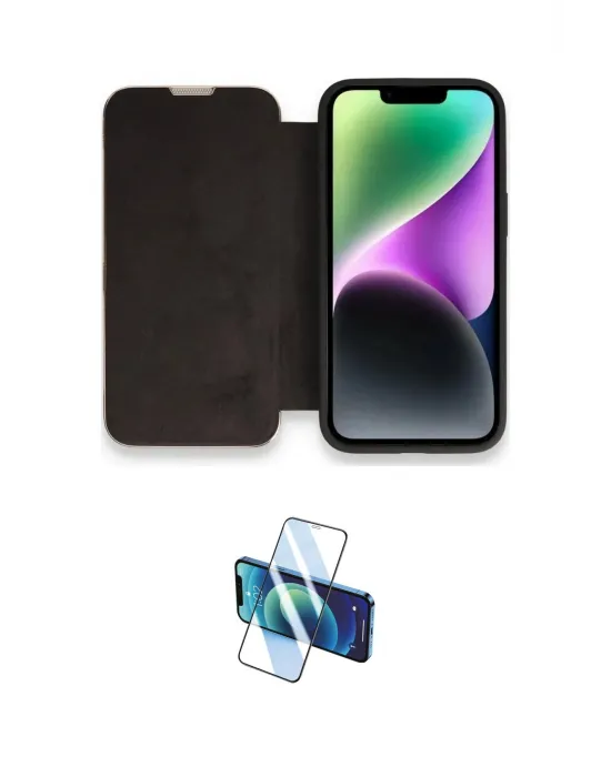 ieg™ iPhone 13 Pro Max Kılıf Siluet Minimal Serisi - Siyah 3D Antistatik Cam Ekran Koruyucu