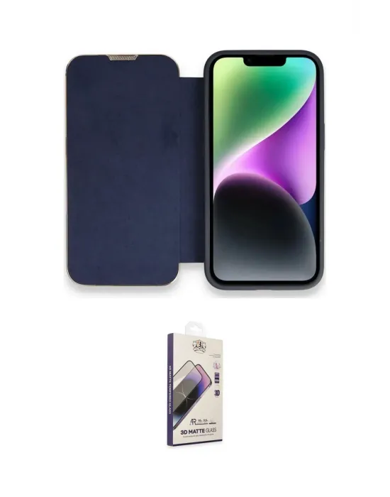 ieg™ iPhone 13 Pro Max Kılıf Siluet Minimal Serisi - Siyah Bilvis 3D Mat Cam Ekran Koruyucu