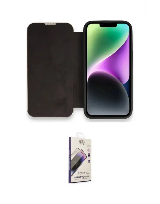 ieg™ iPhone 13 Pro Max Kılıf Siluet Minimal Serisi - Siyah Bilvis 3D Mat Cam Ekran Koruyucu