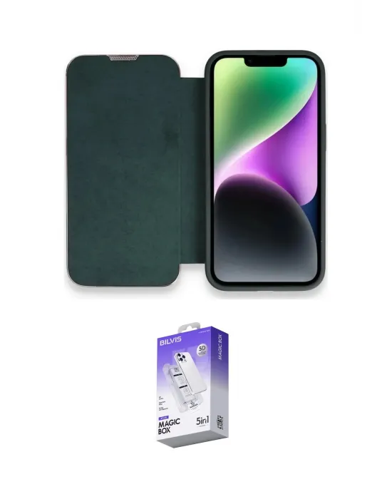 ieg™ iPhone 13 Pro Max Kılıf Siluet Minimal Serisi - Siyah Bilvis 5in1 3D Magic Cam Ekran Koruyucu