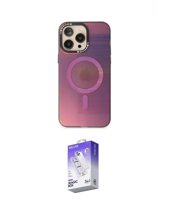 ieg™ iPhone 13 Pro Max Kılıf Siluet Modern Koleksiyonu - Siyah Bilvis 5in1 3D Magic Cam Ekran Koruyucu