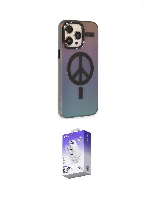 ieg™ iPhone 13 Pro Max Kılıf Siluet Modern Koleksiyonu - Siyah Bilvis 5in1 3D Magic Cam Ekran Koruyucu