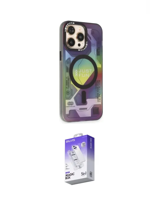 ieg™ iPhone 13 Pro Max Kılıf Siluet Modern Koleksiyonu - Siyah Bilvis 5in1 3D Magic Cam Ekran Koruyucu