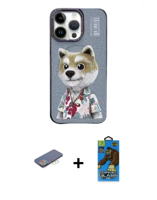 ieg™ iPhone 13 Pro Max Kılıf Siluet Modern Özel Seri - Siyah 18D Cam Ekran Koruyucu + Renkli Kamera Lens Koruma Cam - MI