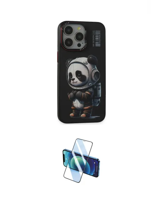 ieg™ iPhone 13 Pro Max Kılıf Siluet Modern Özel Seri - Siyah 3D Antistatik Cam Ekran Koruyucu